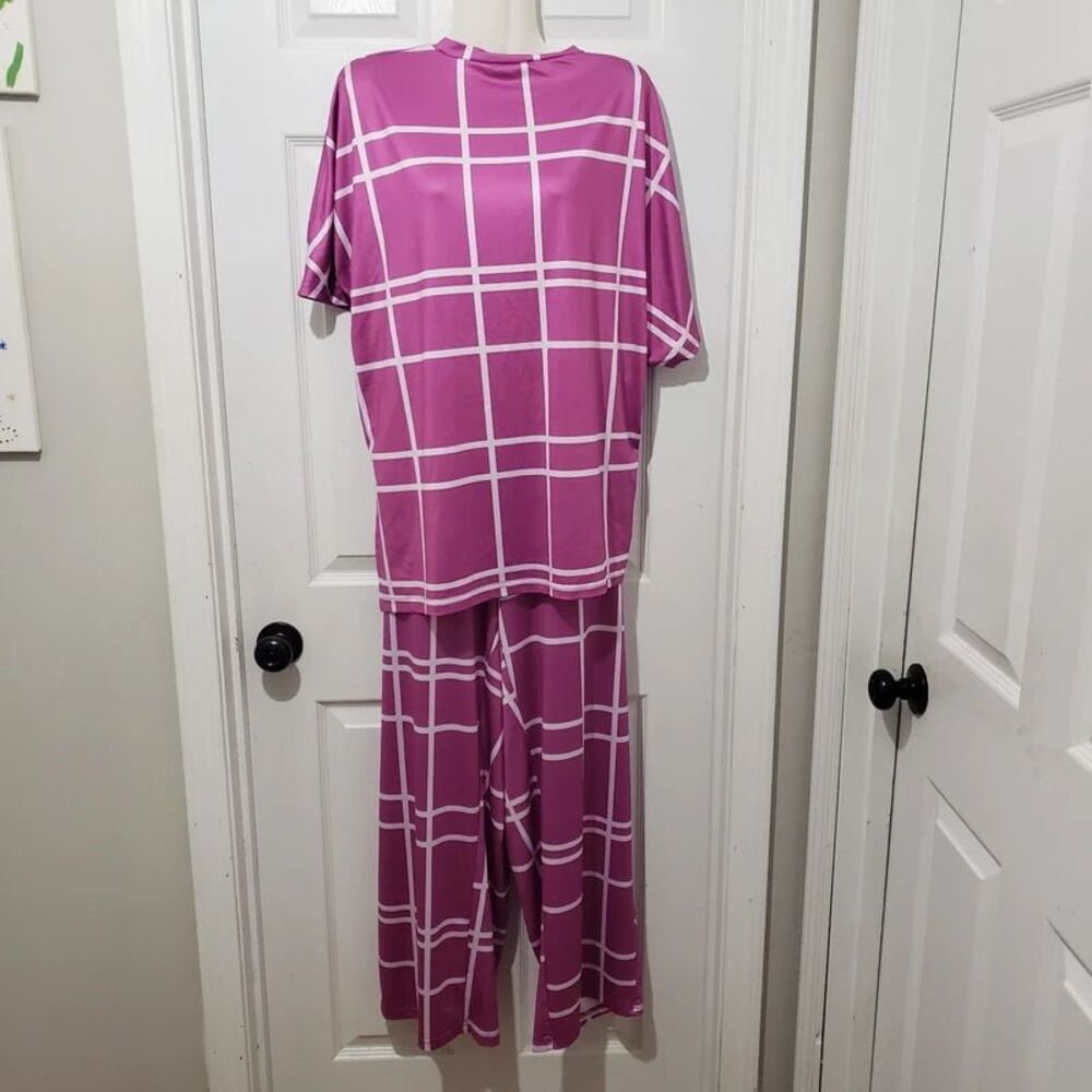 Shein | 2-Piece Purple Windowpane Plaid Loungewear Set | Womens 3XL